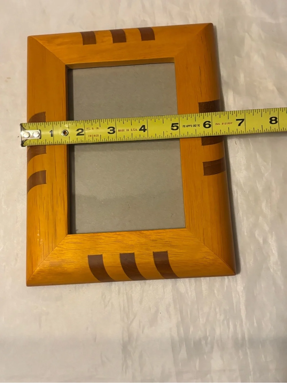 Yellow Wood Accent Photo Frame with Brown Inlay - Home Accents